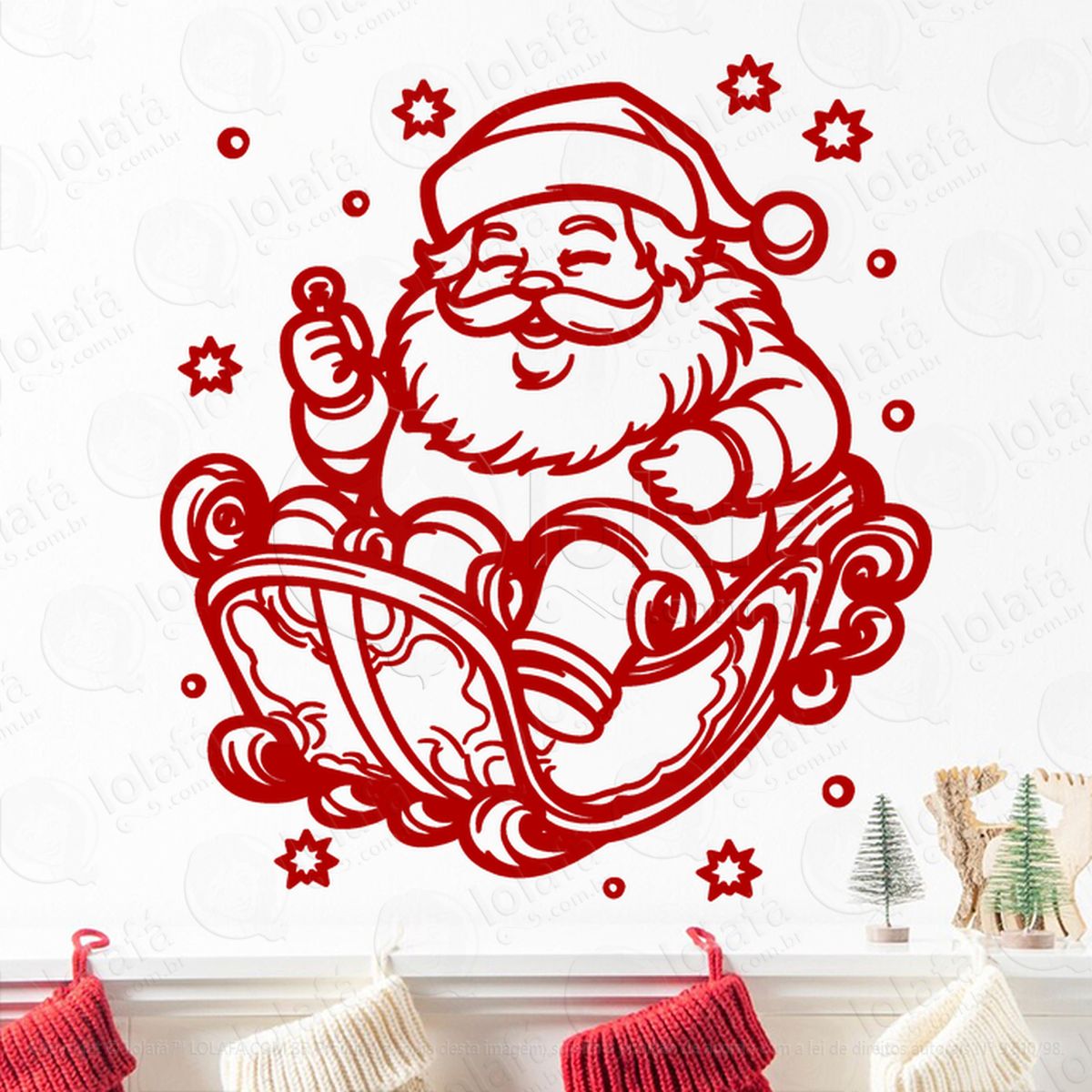 papai noel no trenó adesivos de natal mod:766