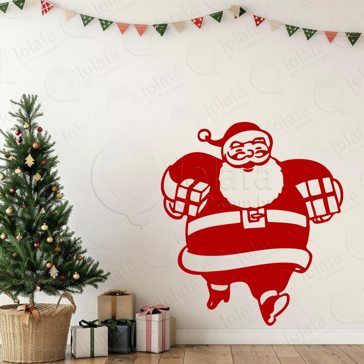 papai noel com presentes adesivos de natal mod:767
