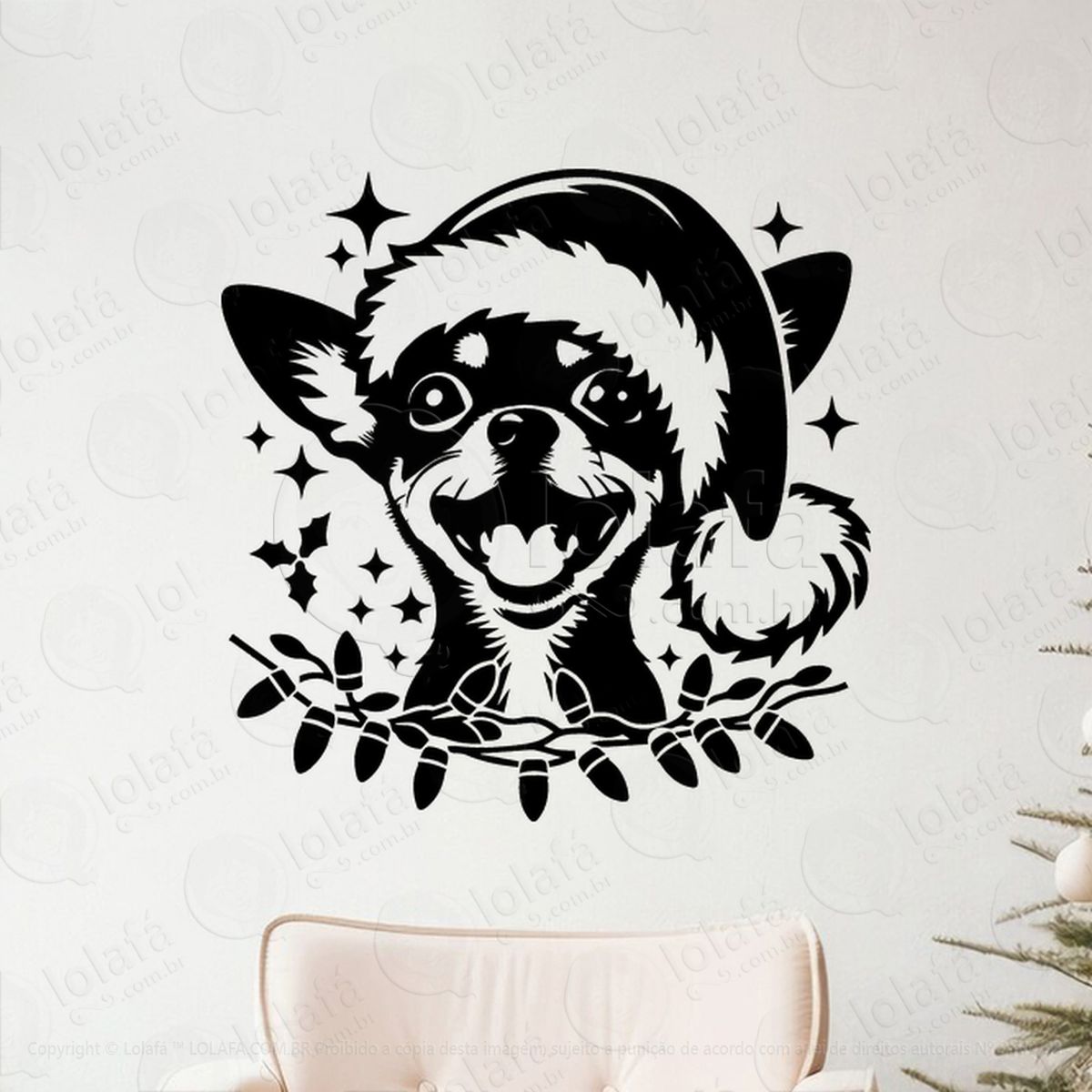 cachorro pinscher gorro de natal adesivos de natal mod:768