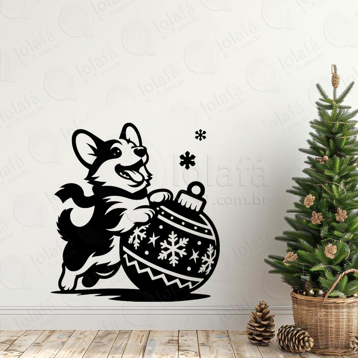 cachorro pet com bola de natal adesivos de natal mod:770