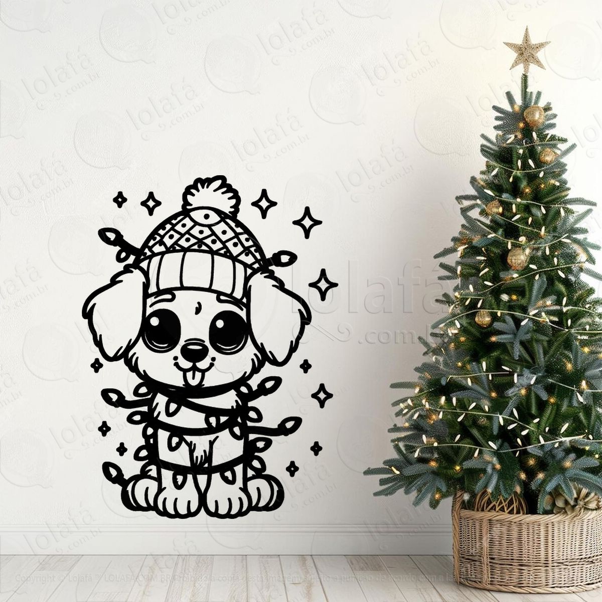 cachorro pet com pisca pisca adesivos de natal mod:772