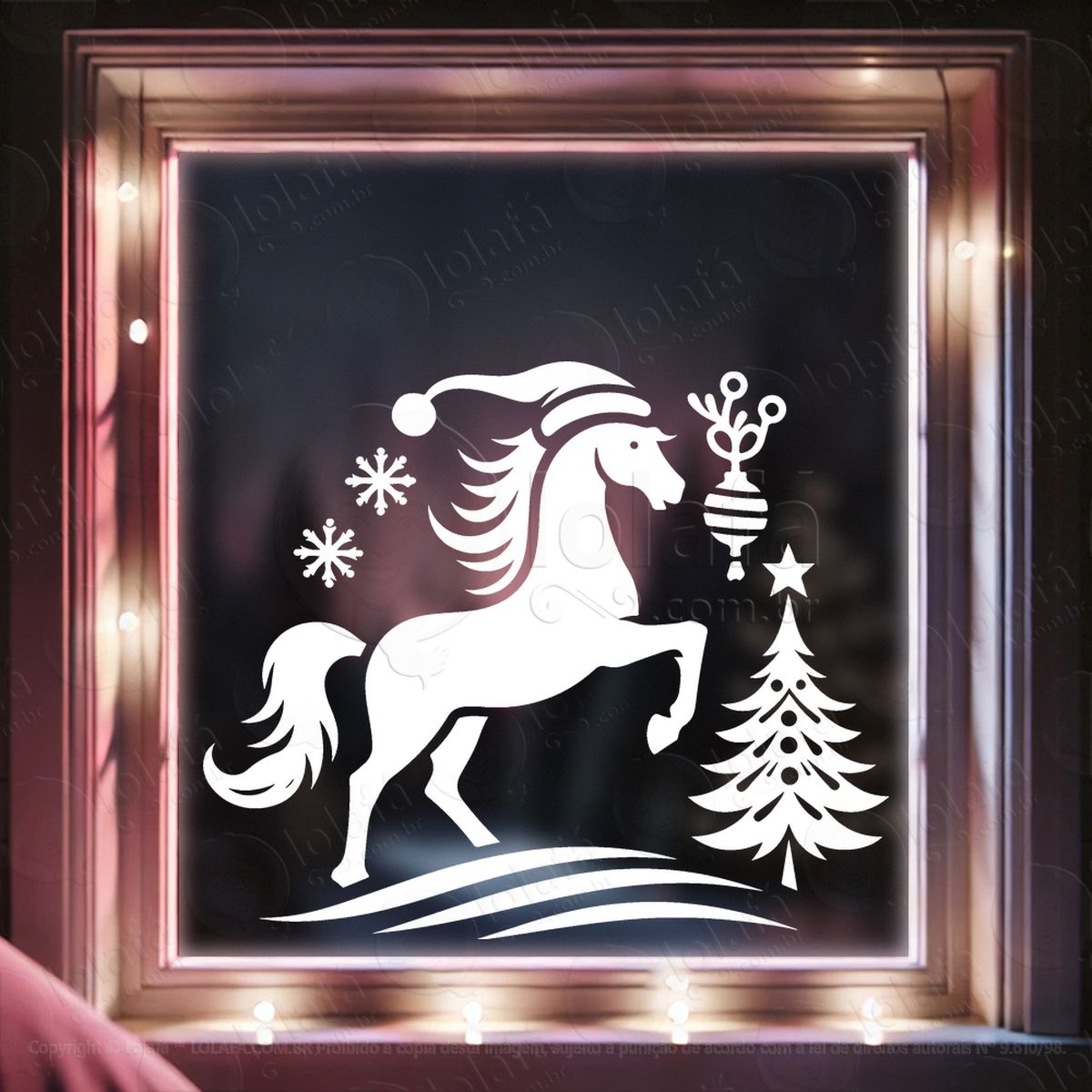 cavalo de gorro e Árvore de natal adesivos de natal mod:774