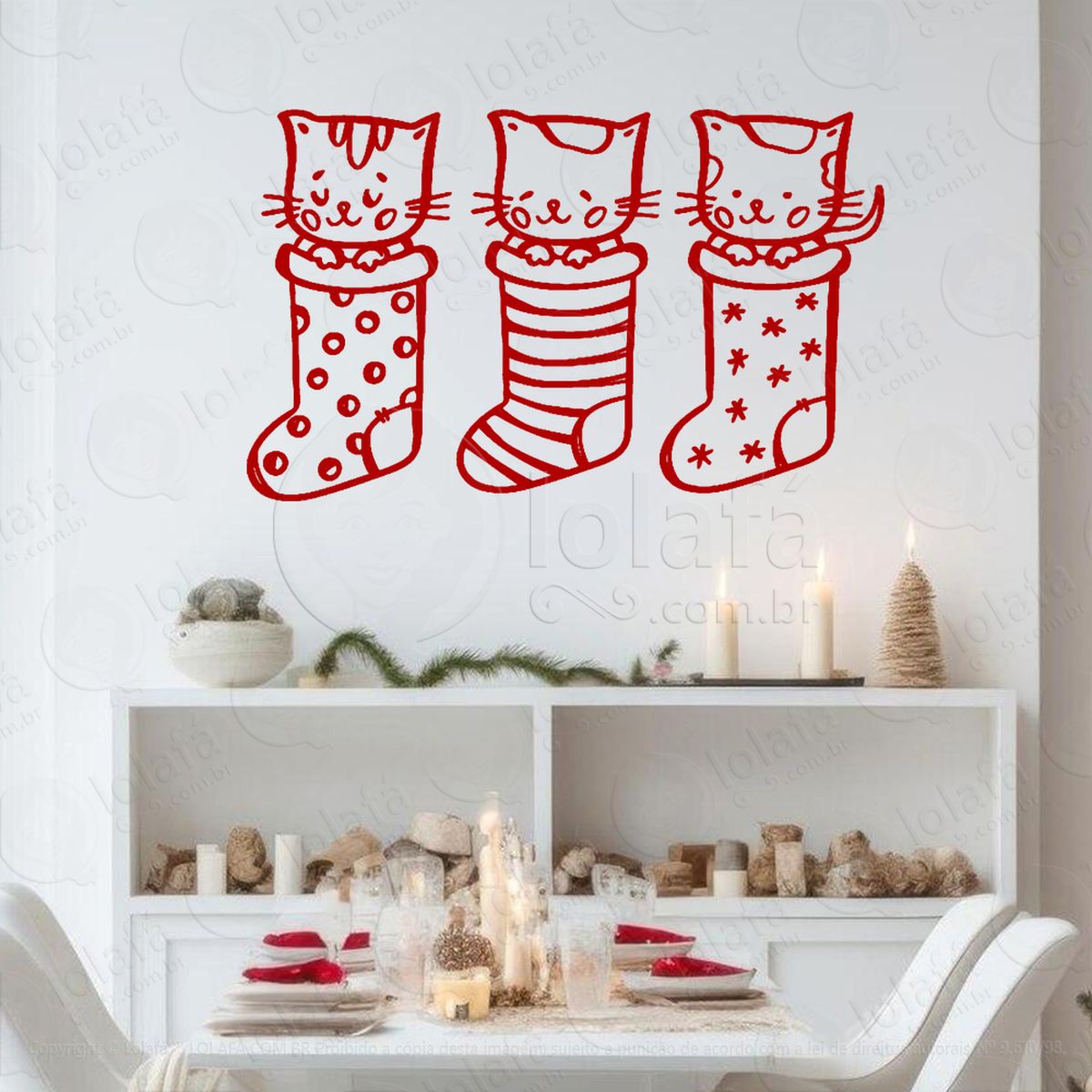 gatos pet dentro das meias de natal adesivos de natal mod:779