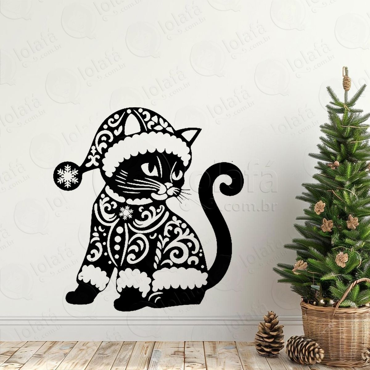 gato pet com visual natalino adesivos de natal mod:780