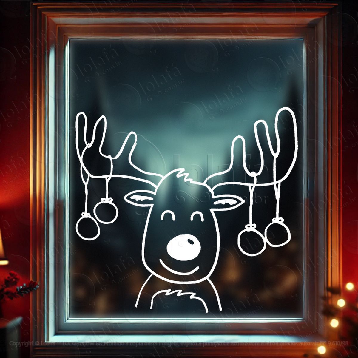 rena do natal com enfeites adesivos de natal mod:801
