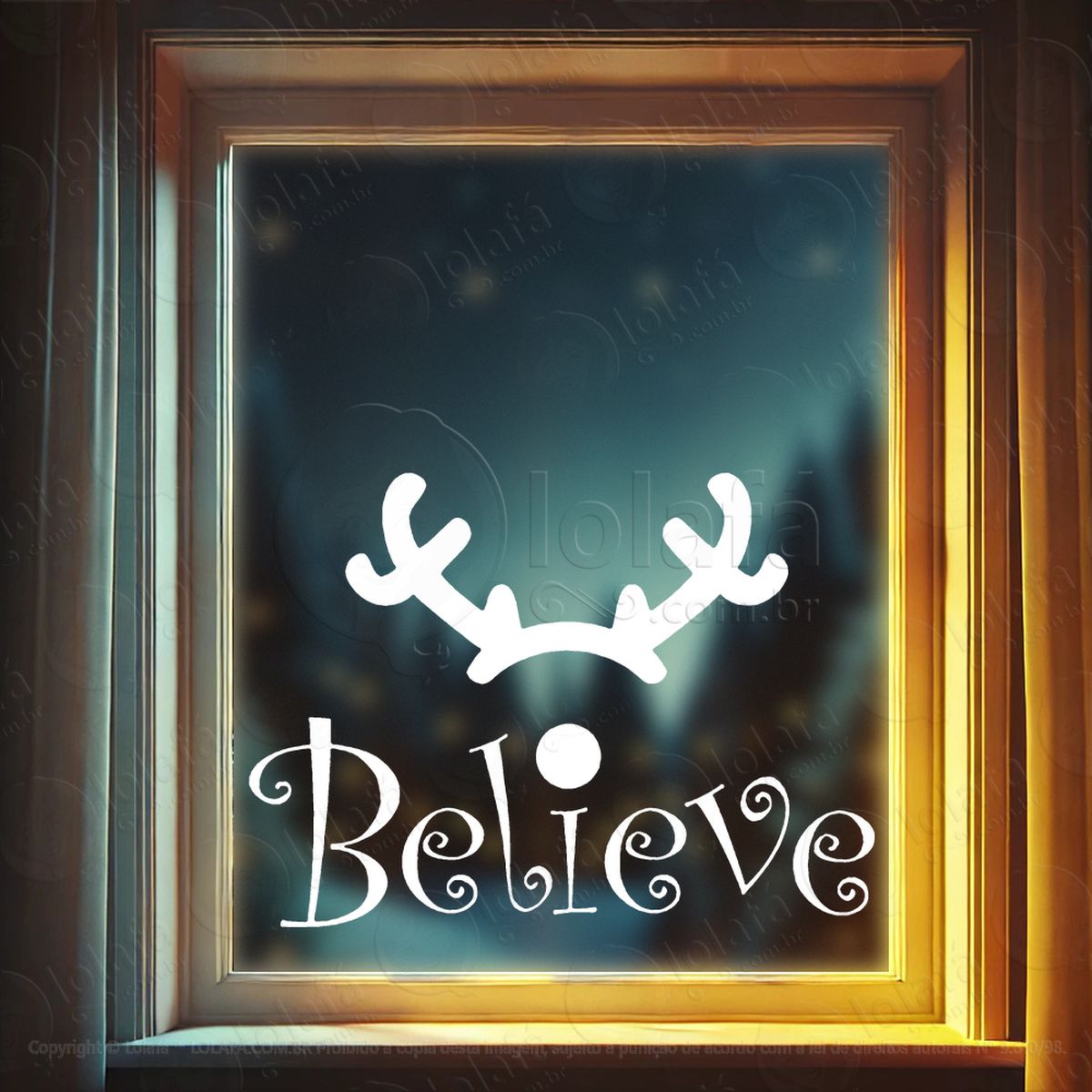 rena do natal com frase believe adesivos de natal mod:806