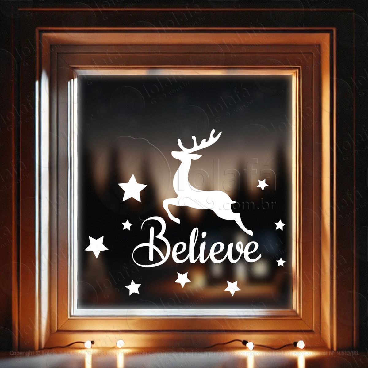 rena do natal com frase believe adesivos de natal mod:807
