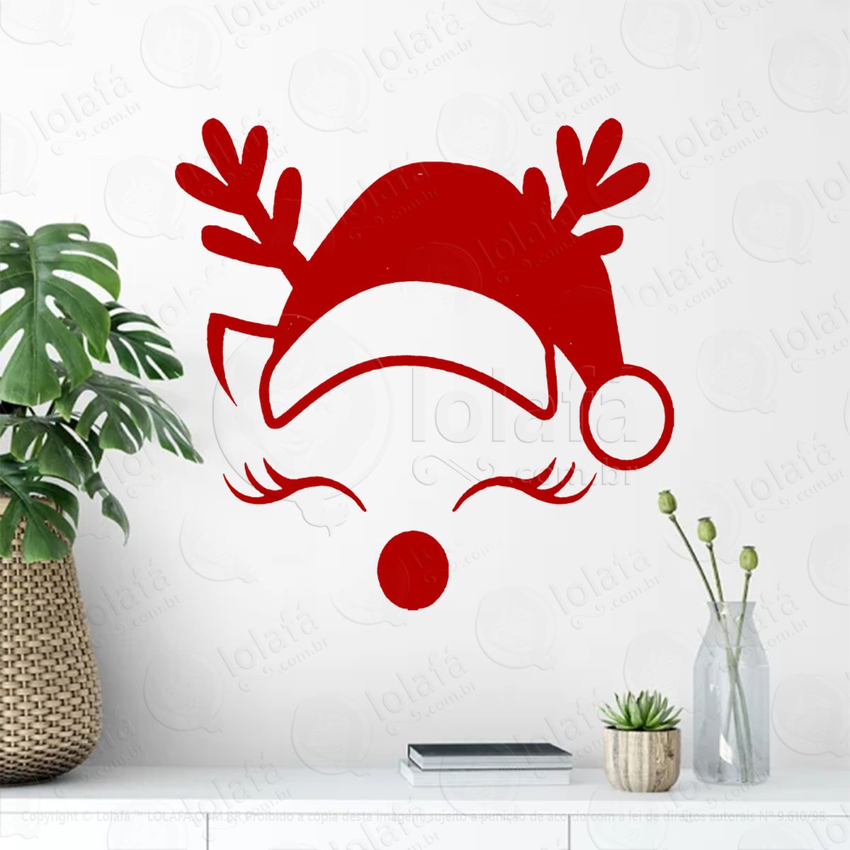 rena do natal com gorro adesivos de natal mod:811