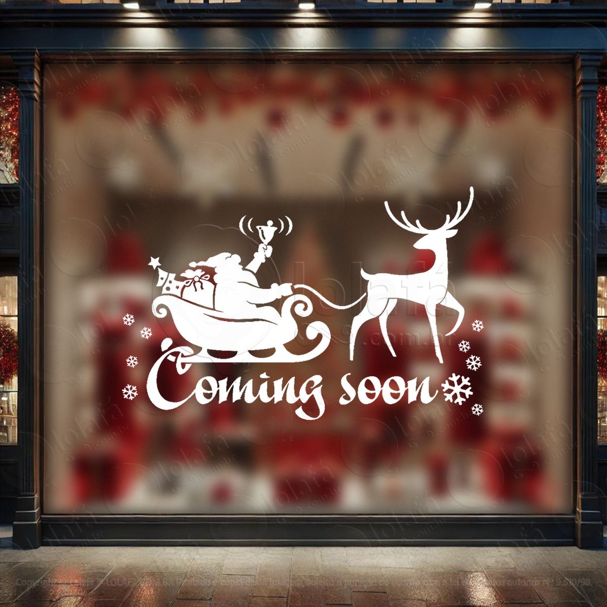 trenó do noel e frase coming soon adesivos de natal mod:826