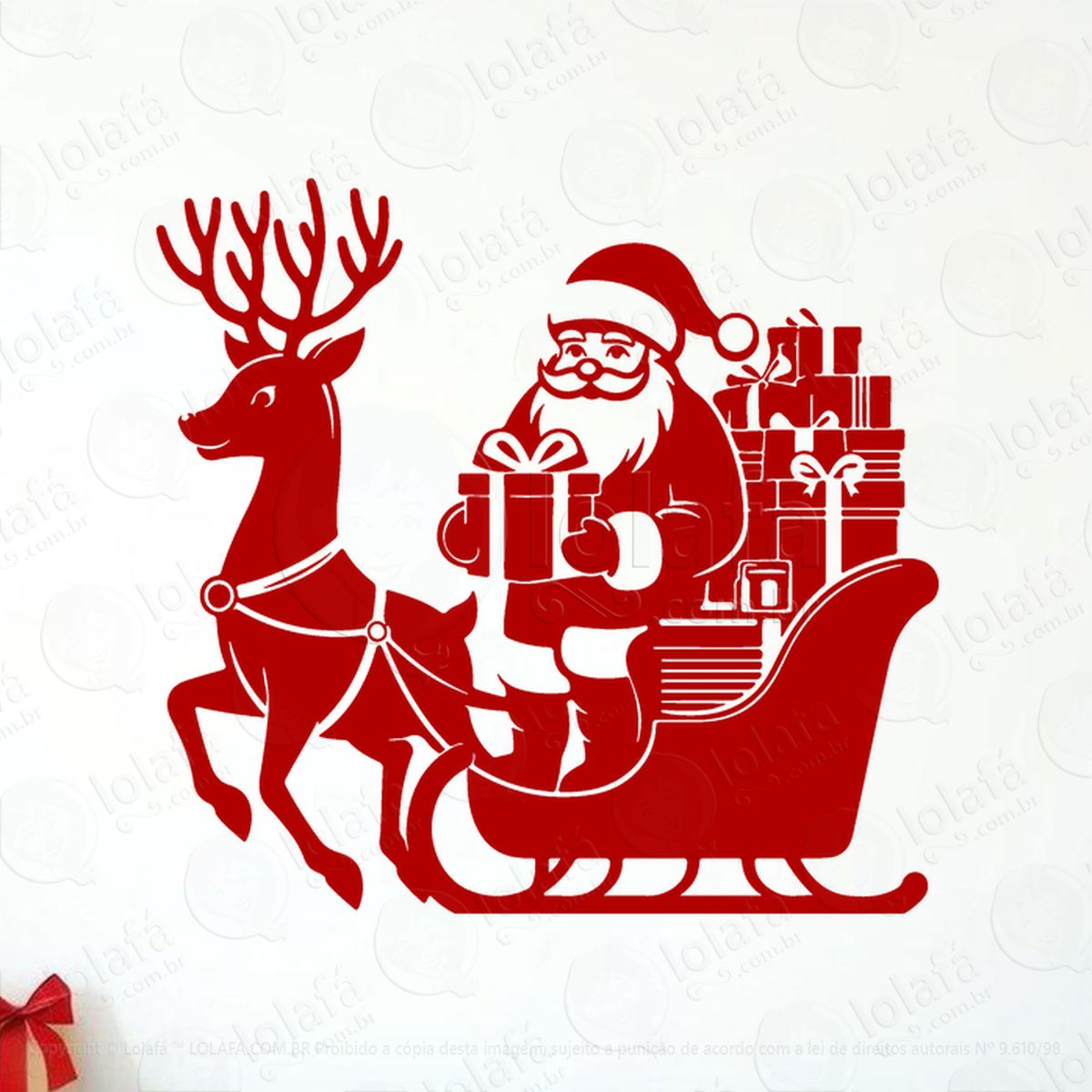trenó do papai noel com presentes adesivos de natal mod:828