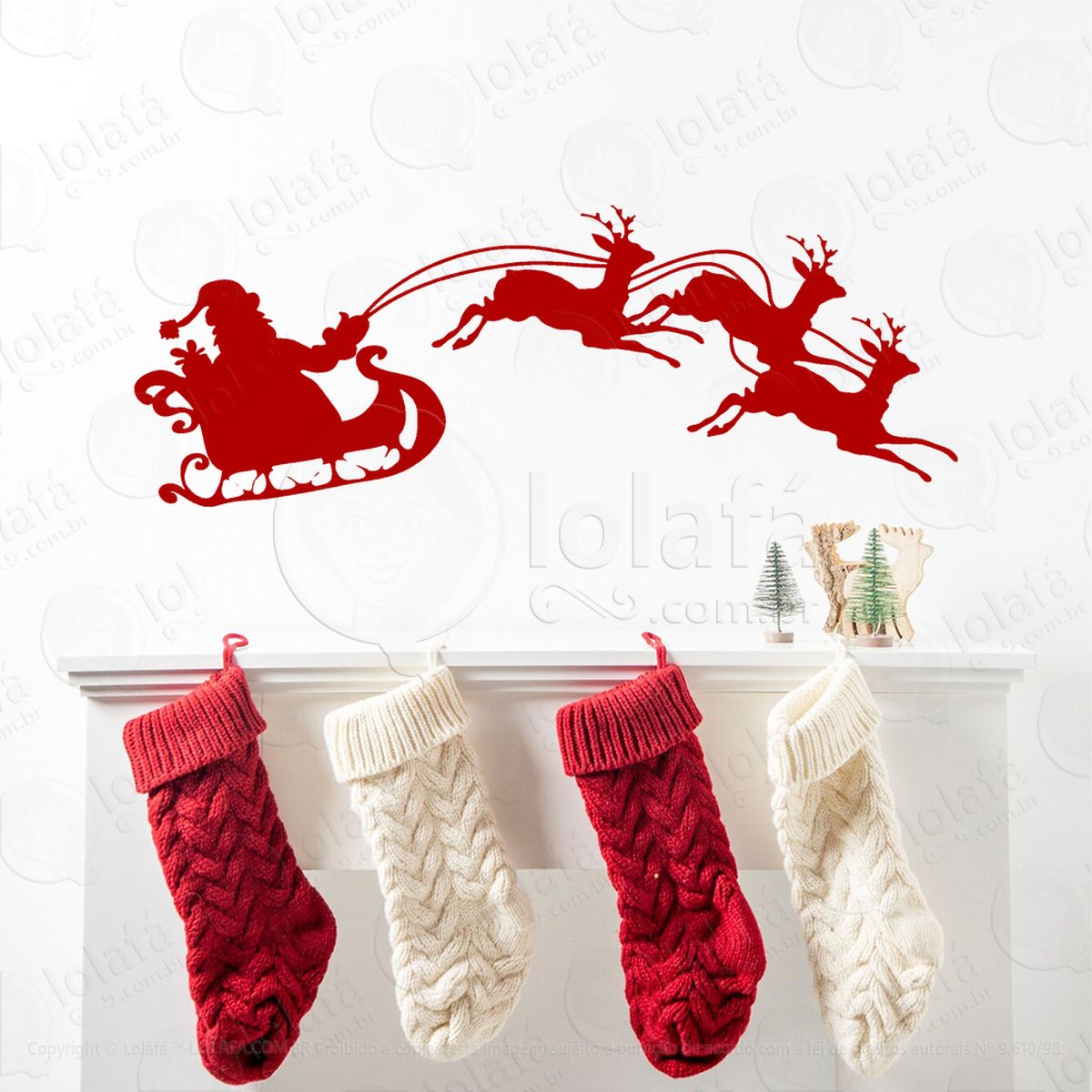 trenó do papai noel adesivos de natal mod:834