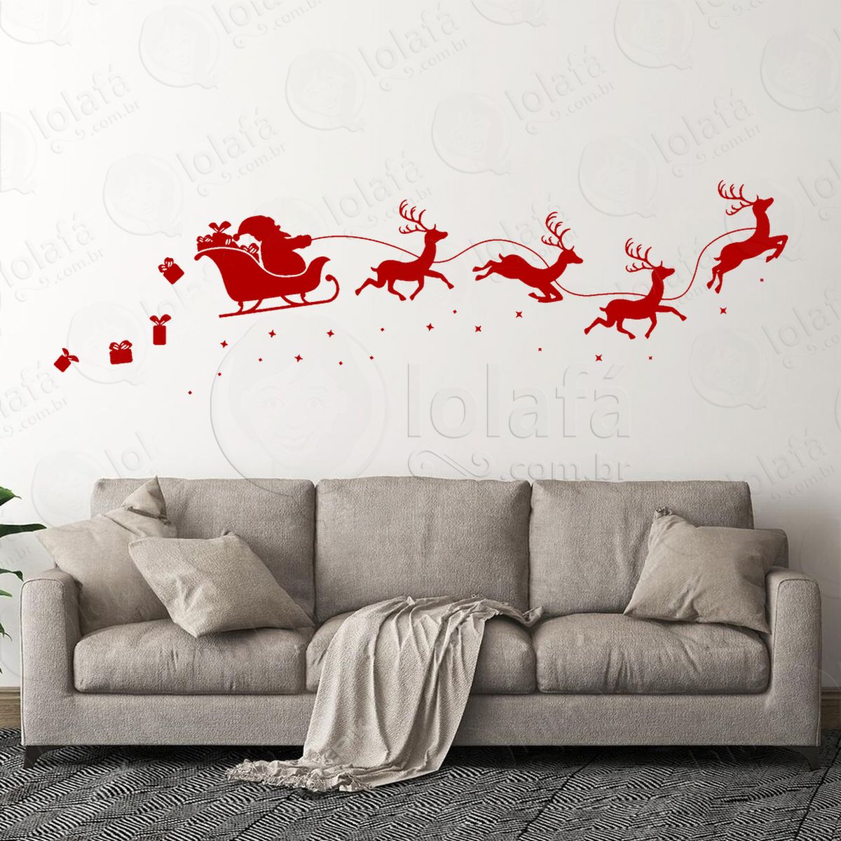 trenó do papai noel com presentes adesivos de natal mod:845