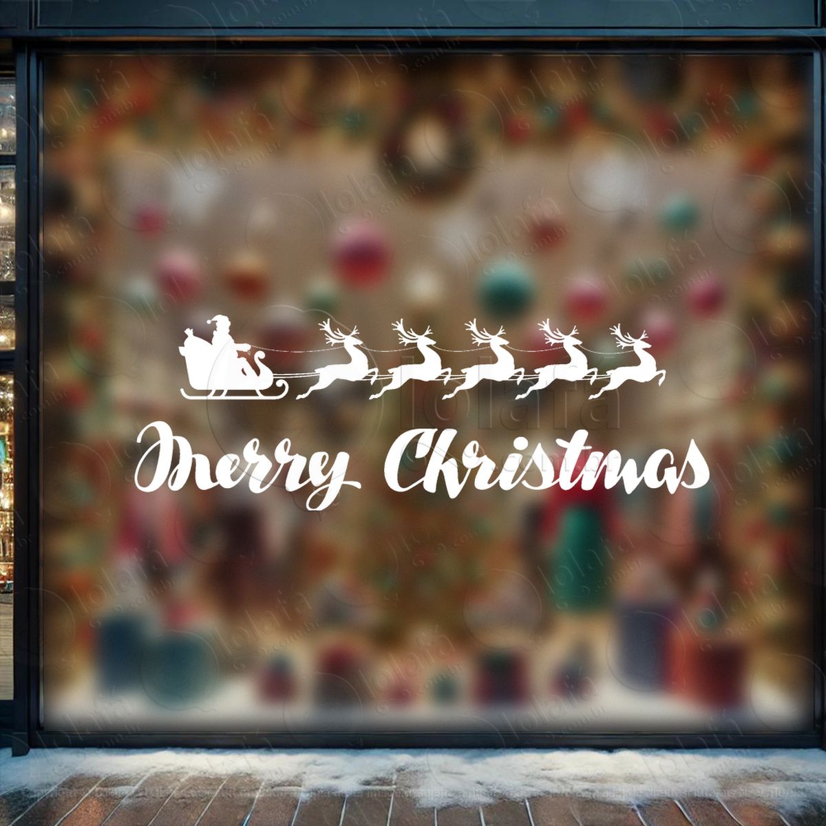 trenó do noel frase merry christmas adesivos de natal mod:848