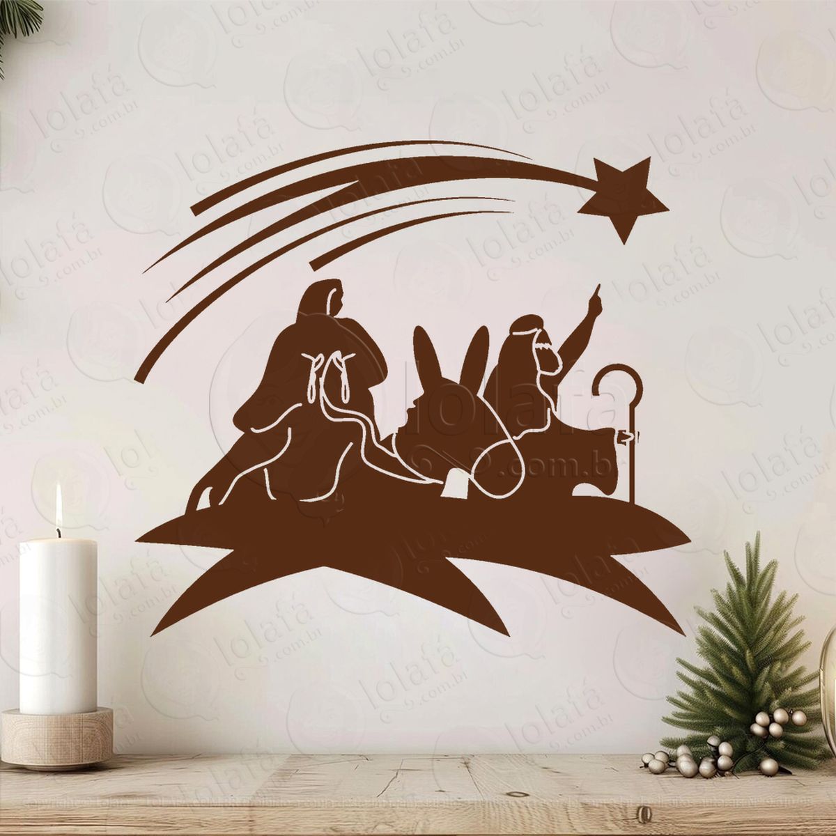 josé e maria com estrela de belém adesivos de natal mod:849
