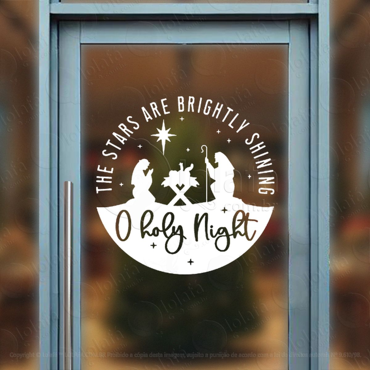 presépio frase o holy night adesivos de natal mod:855
