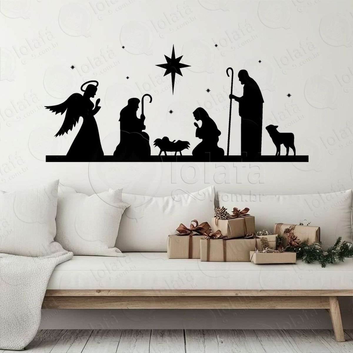 presépio nascimento do menino jesus adesivos de natal mod:862