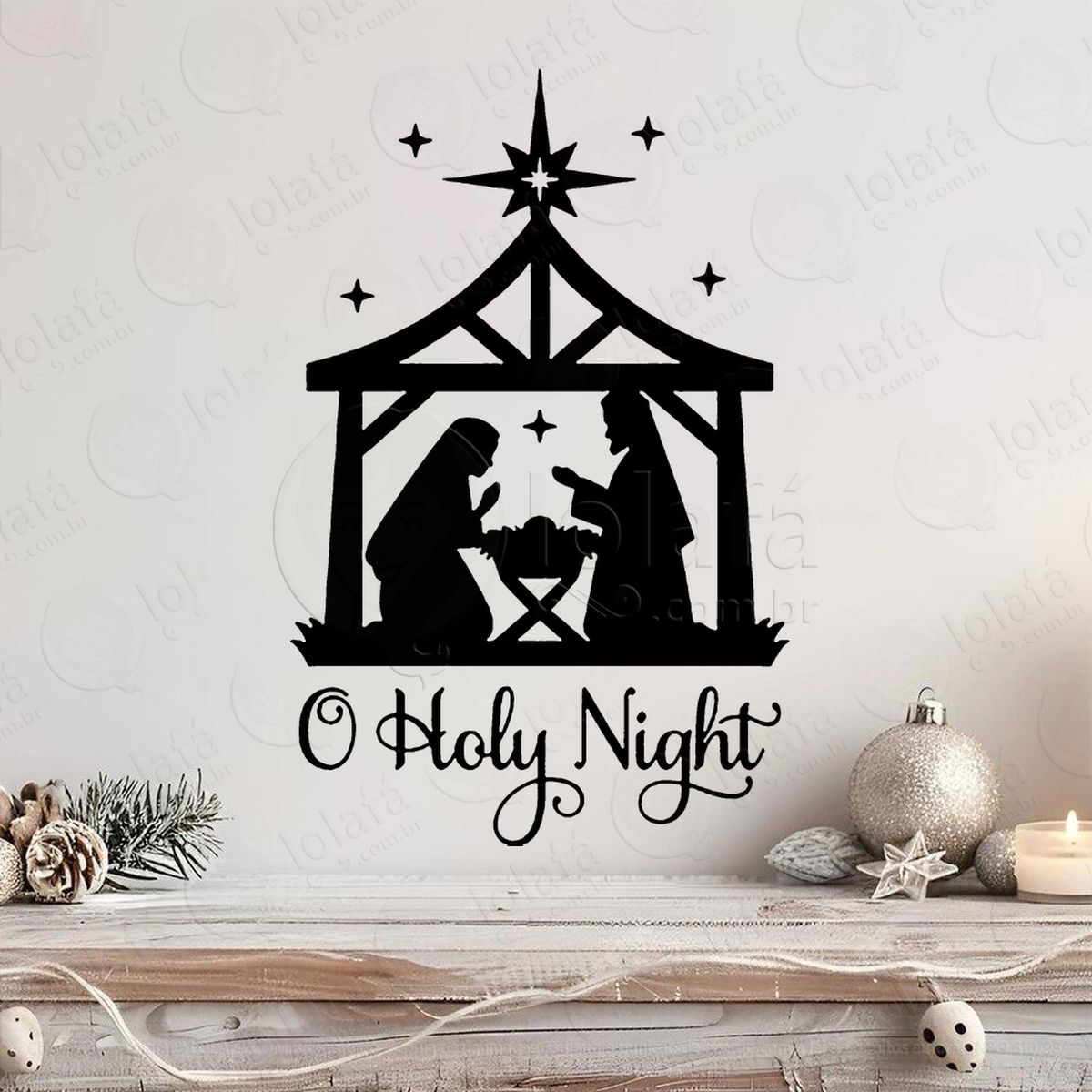 presépio frase o holy nigth adesivos de natal mod:874