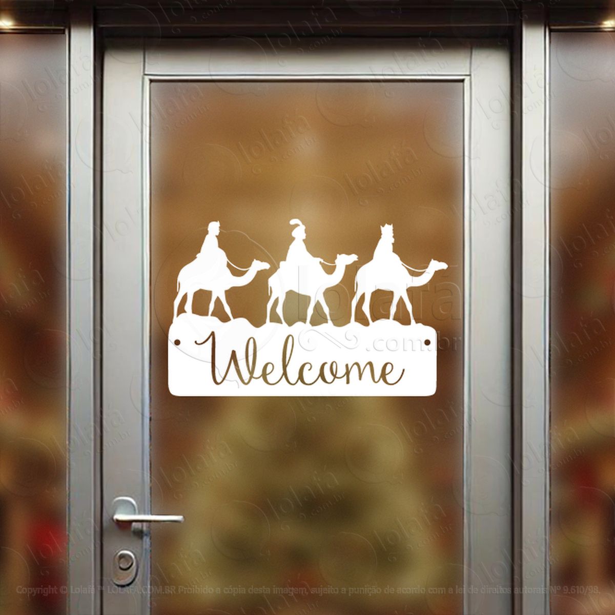 três reis magos e frase welcome adesivos de natal mod:899