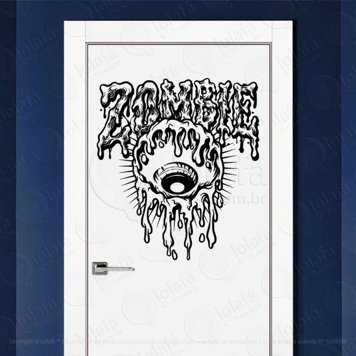 zombie adesivo de parede para quarto, porta e vidro mod:6