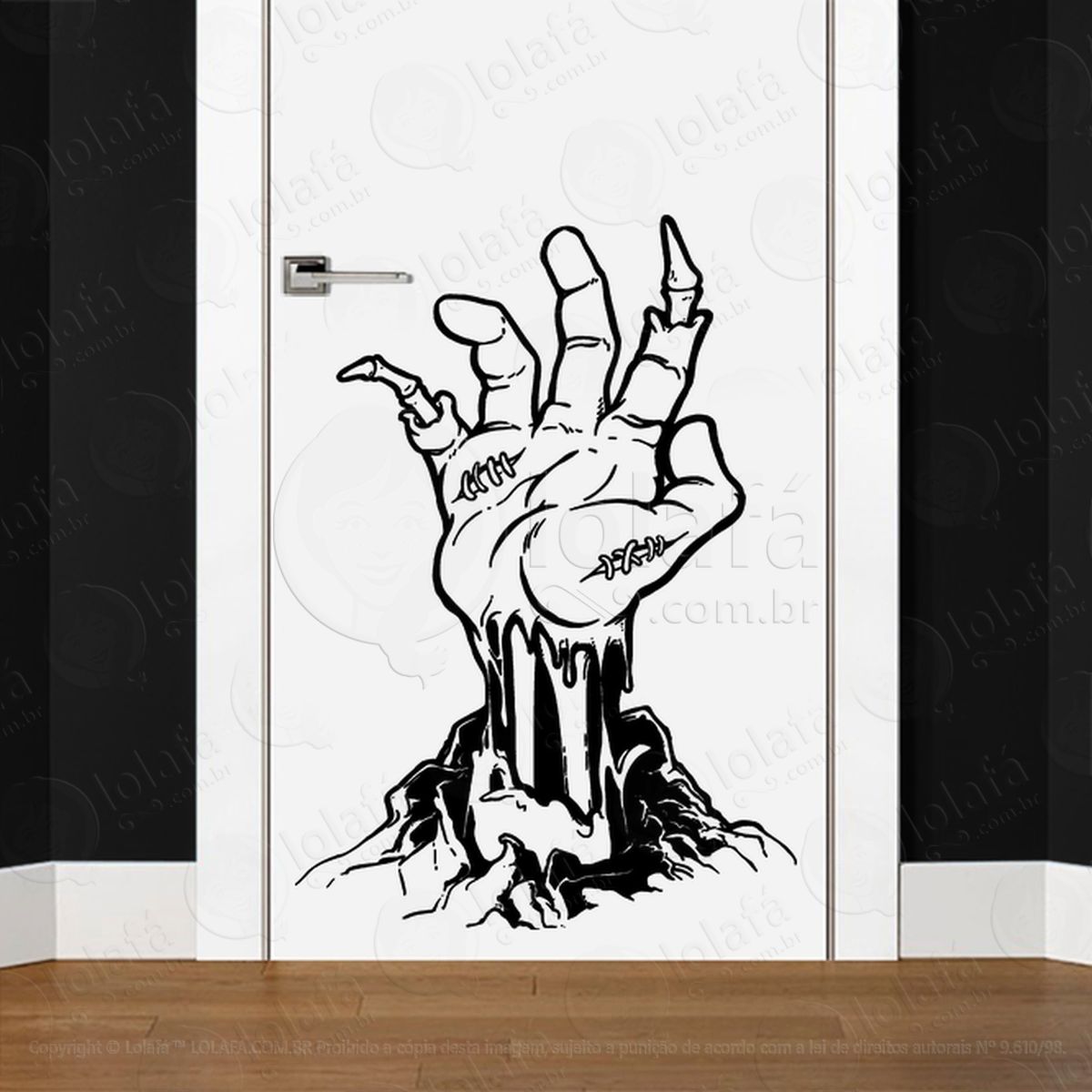 zombie adesivo de parede para quarto, porta e vidro mod:9