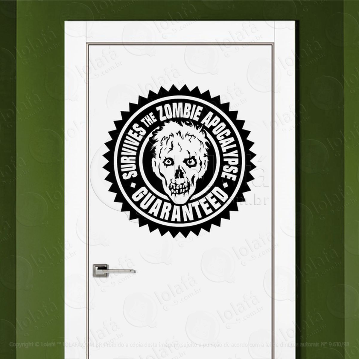 zombie adesivo de parede para quarto, porta e vidro mod:10