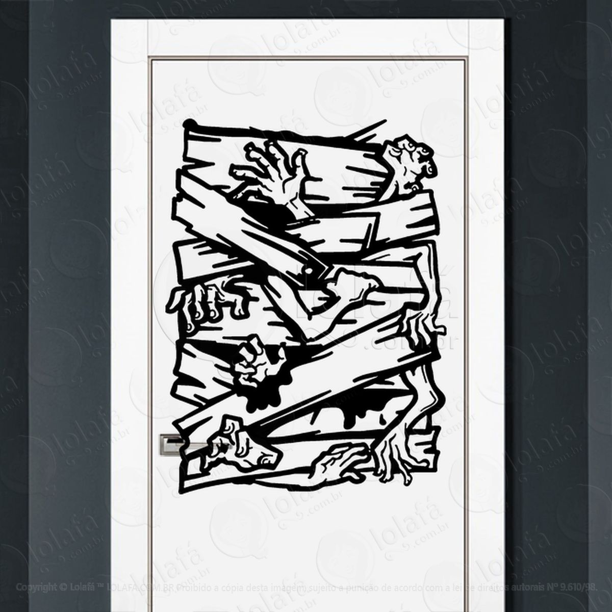 zombie adesivo de parede para quarto, porta e vidro mod:11