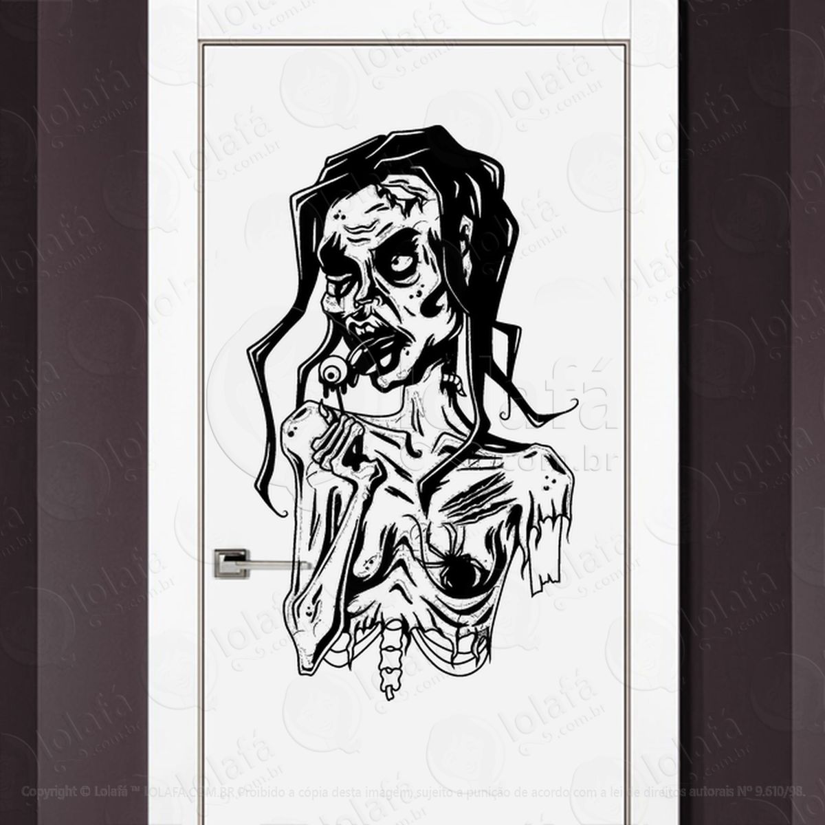 zombie adesivo de parede para quarto, porta e vidro mod:12