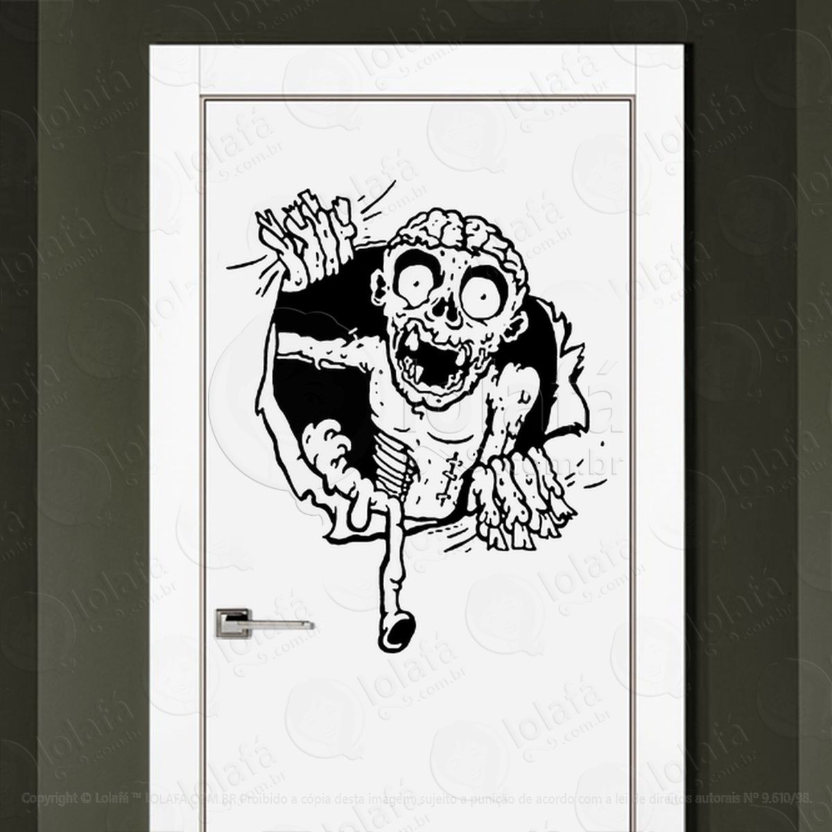 zombie adesivo de parede para quarto, porta e vidro mod:13