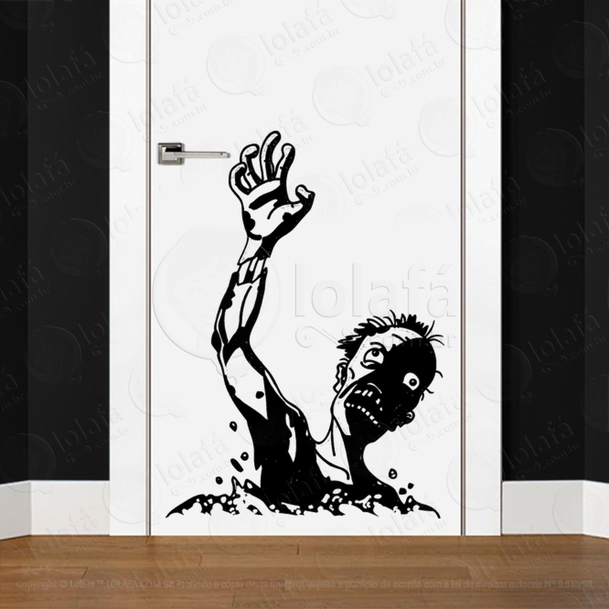 zombie adesivo de parede para quarto, porta e vidro mod:50