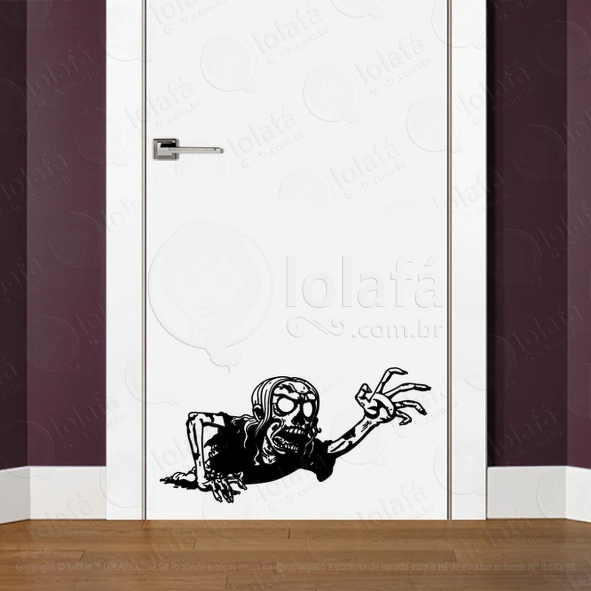 Zombie Adesivo de Parede para Quarto, Porta e Vidro - Mod:54