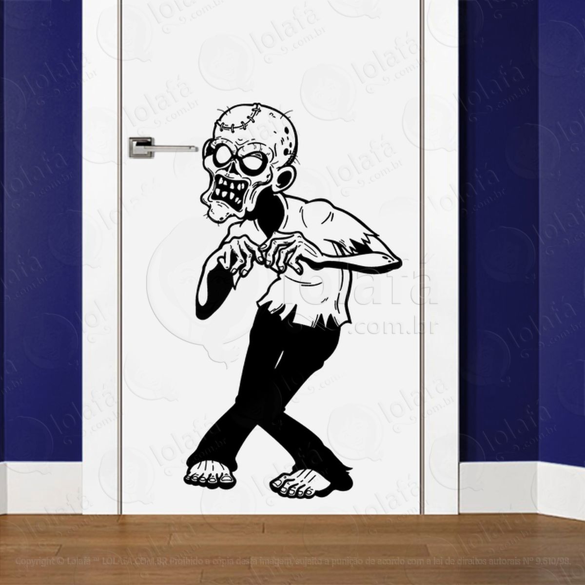 Zombie Adesivo de Parede para Quarto, Porta e Vidro - Mod:73