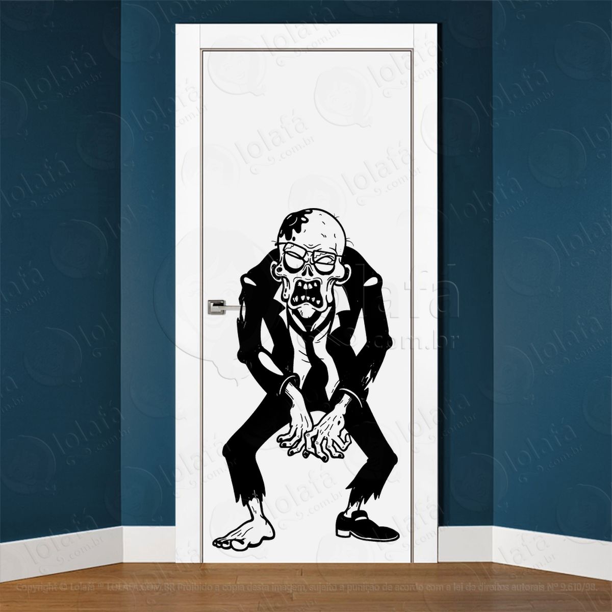 zombie adesivo de parede para quarto, porta e vidro mod:75