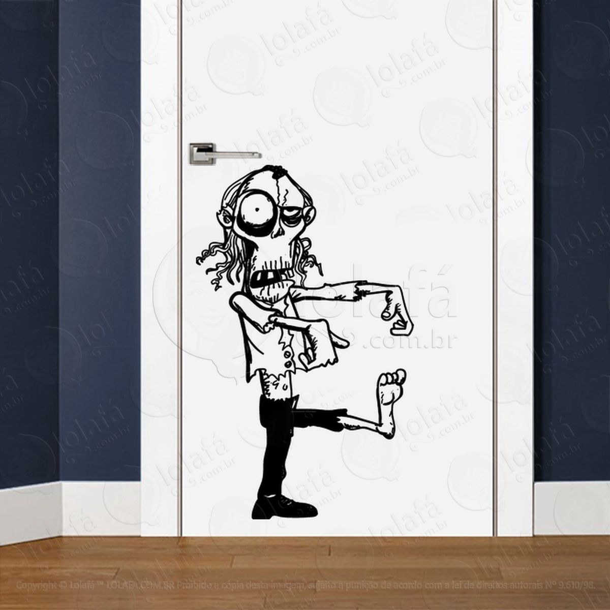 Zombie Adesivo de Parede para Quarto, Porta e Vidro - Mod:94
