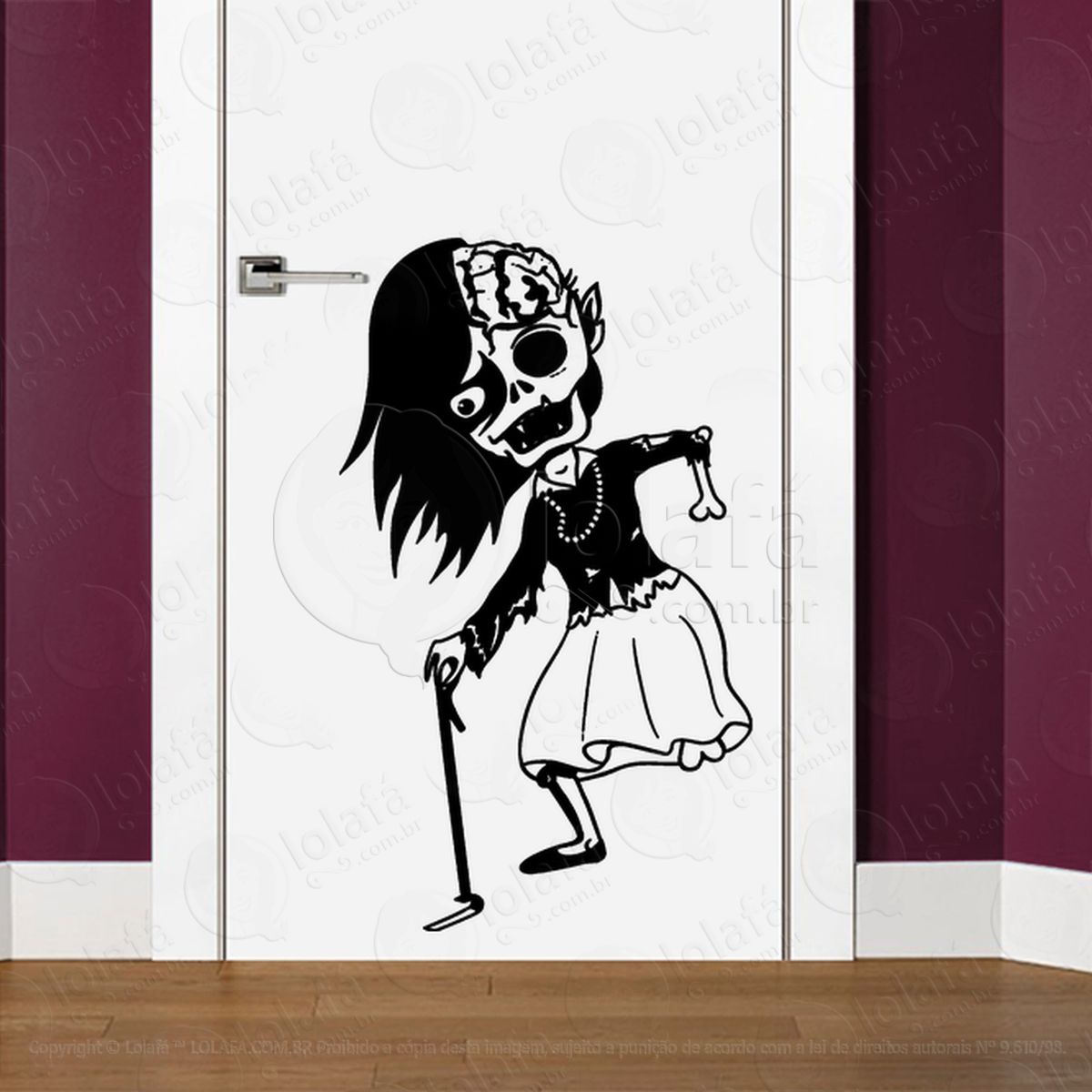 Zombie Adesivo de Parede para Quarto, Porta e Vidro - Mod:95