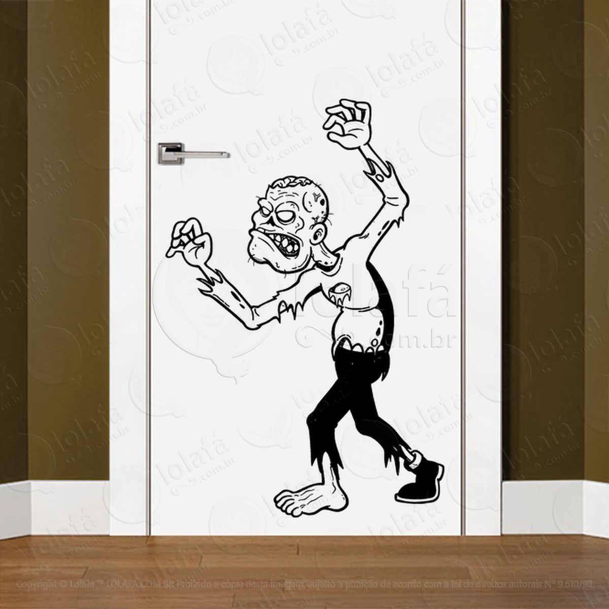 Zombie Adesivo de Parede para Quarto, Porta e Vidro - Mod:114
