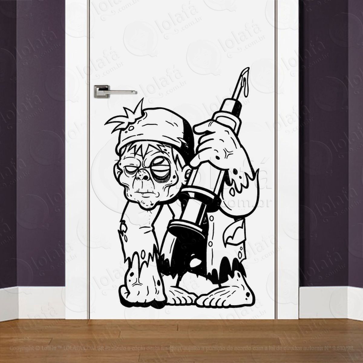 Zombie Adesivo de Parede para Quarto, Porta e Vidro - Mod:115