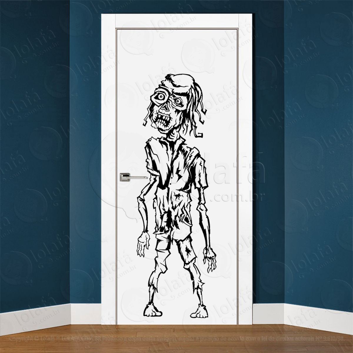 zombie adesivo de parede para quarto, porta e vidro mod:132