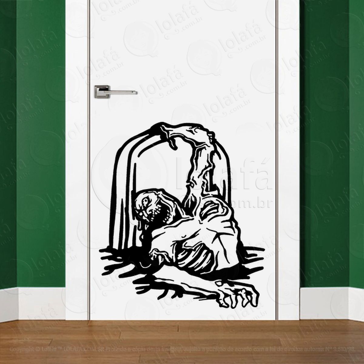 Zombie Adesivo de Parede para Quarto, Porta e Vidro - Mod:137