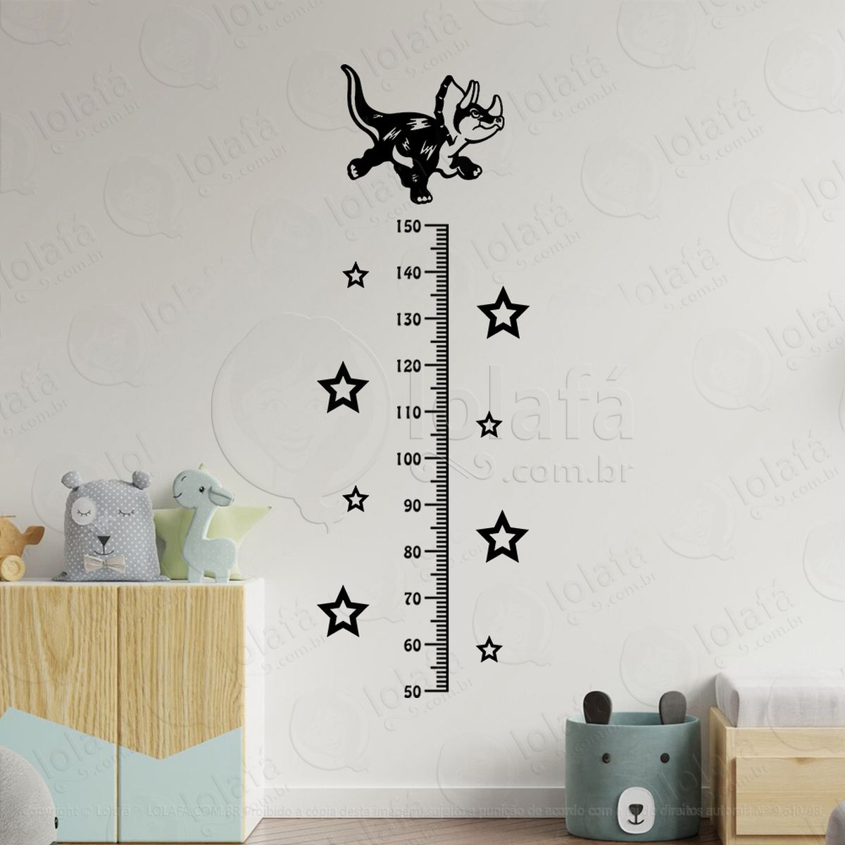 dinossauro e estrelas régua de crescimento mod:31