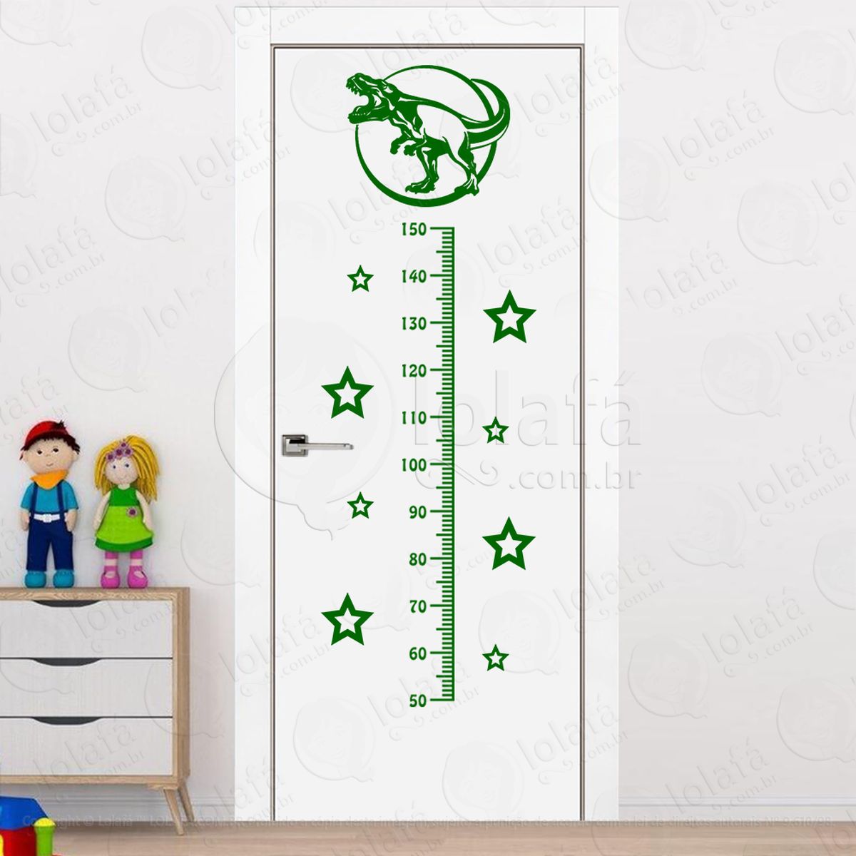 dinossauro e estrelas régua de crescimento mod:32