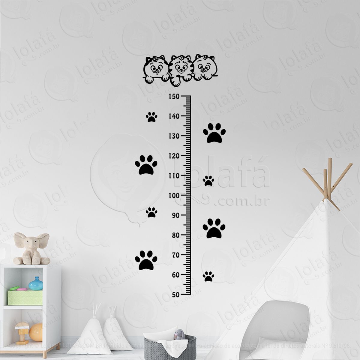 gatos e patas régua de crescimento mod:62