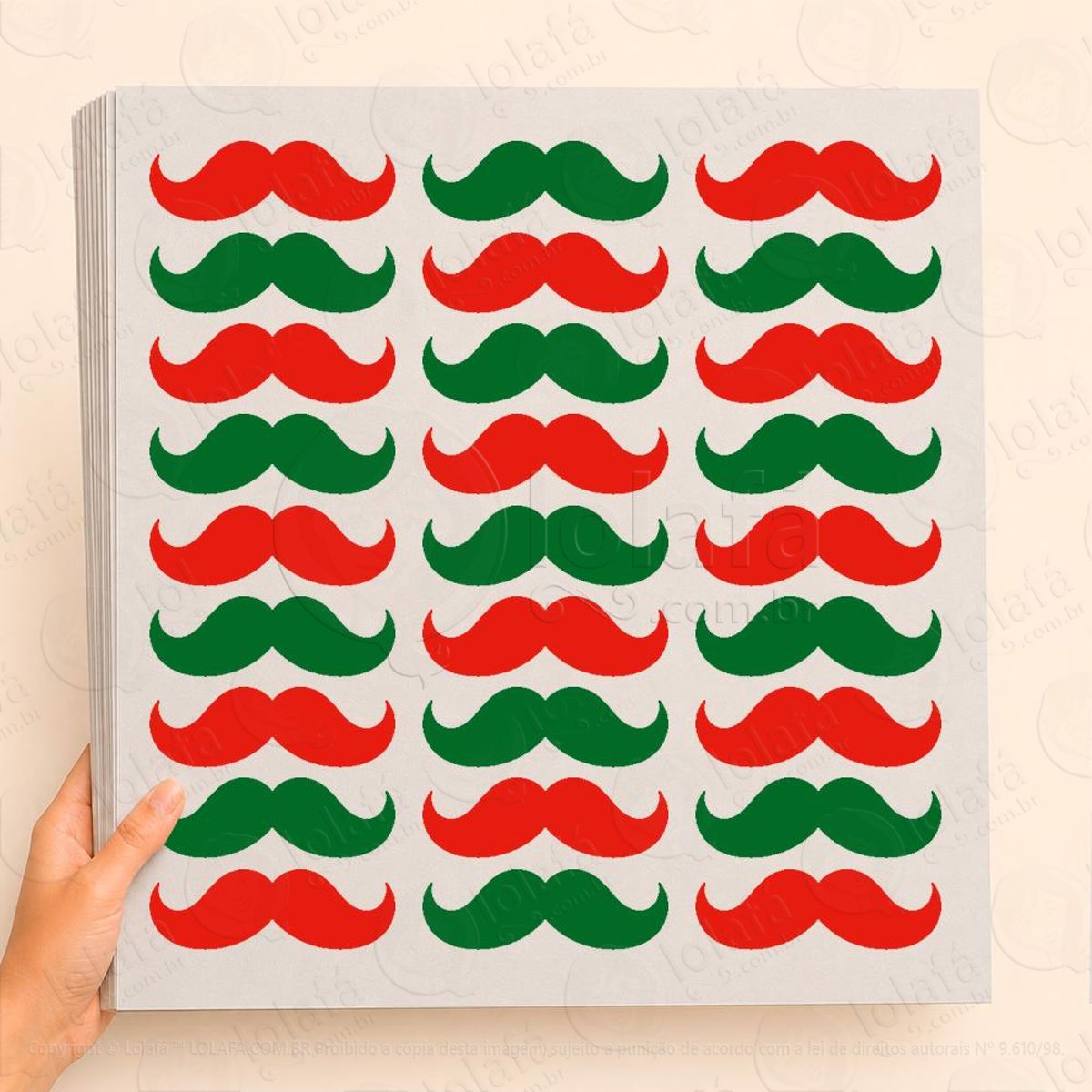 cartela de bigodes adesivos de natal mod:11