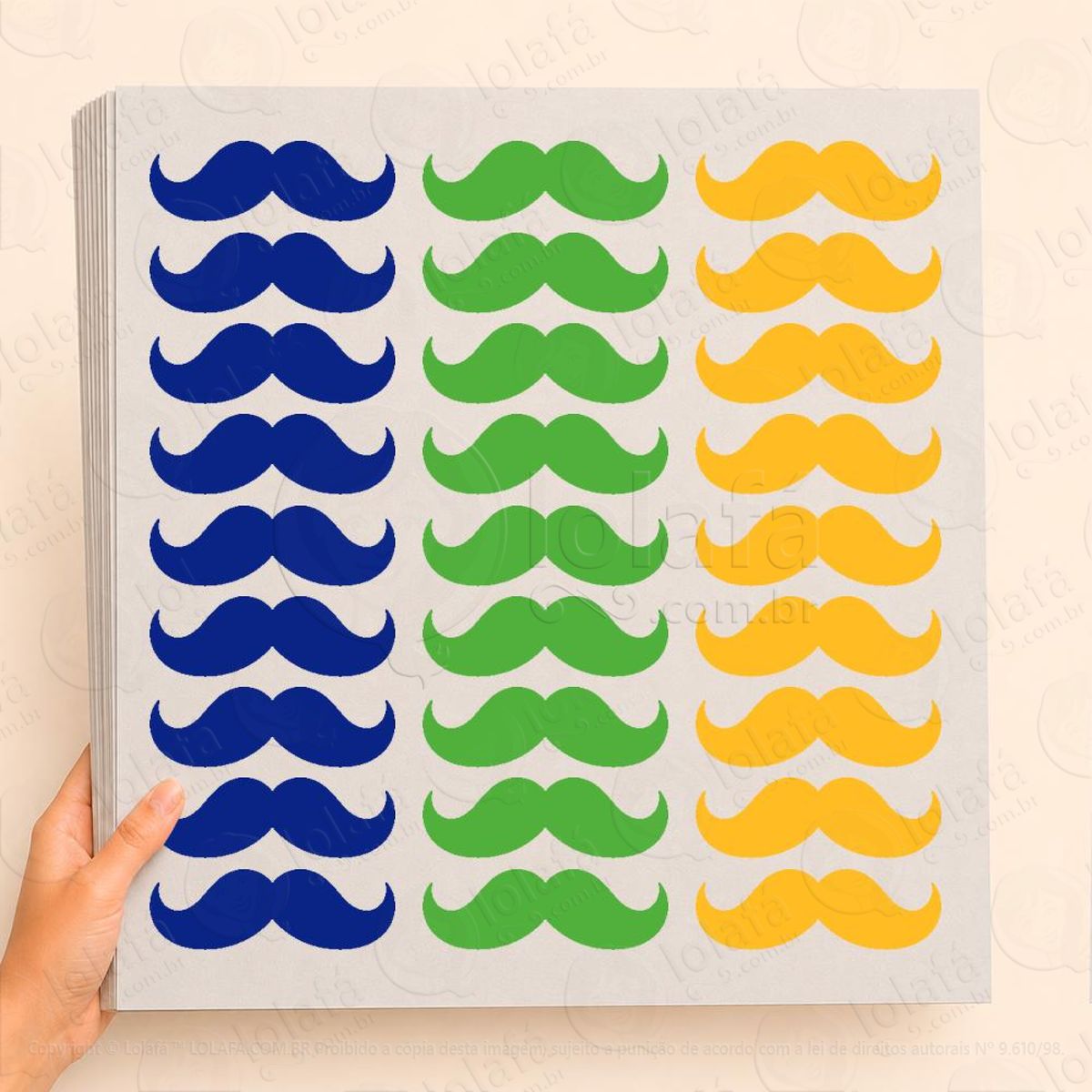 cartela de bigodes adesivos para vitrine copa mod:11