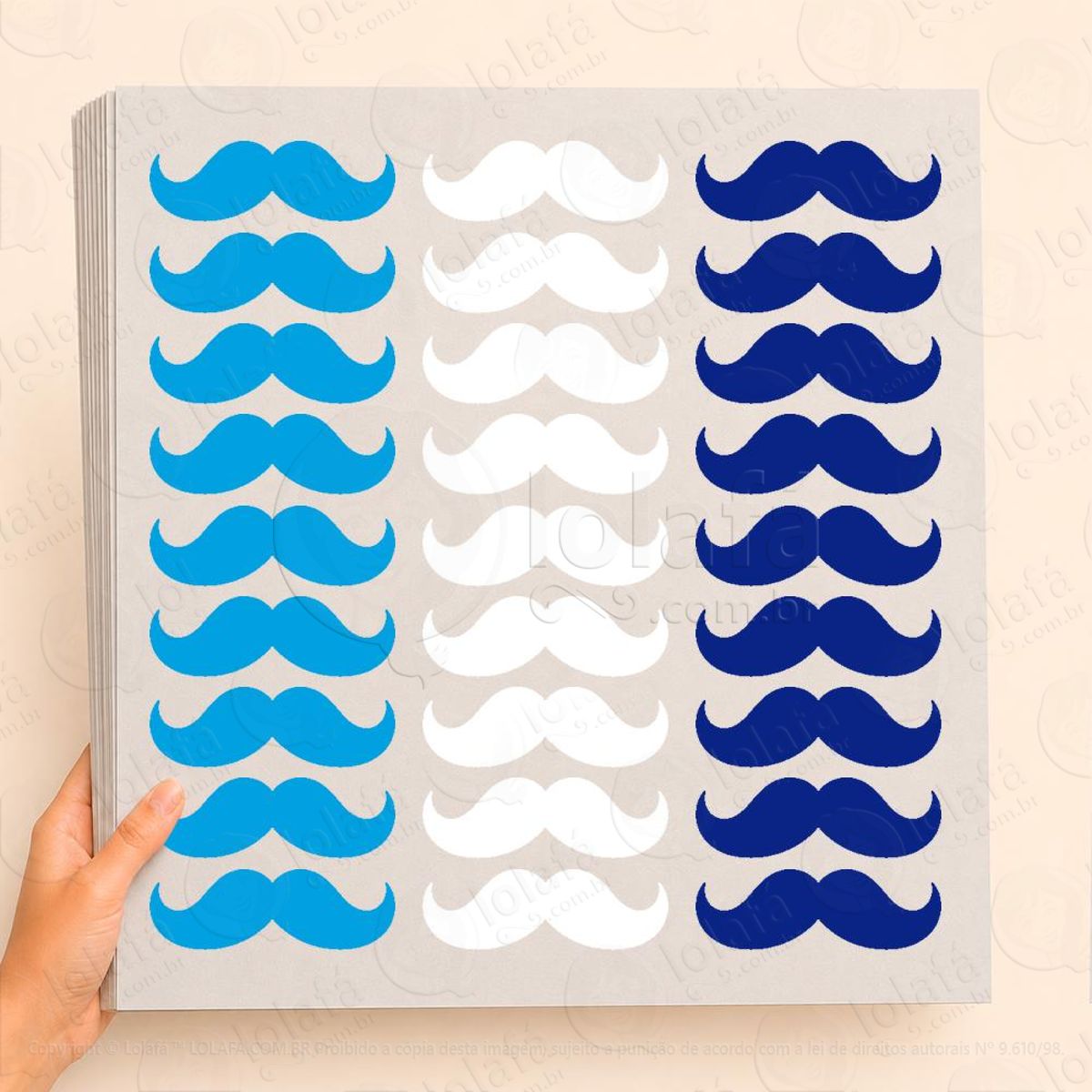 cartela de bigodes adesivos para vitrine dia dos pais mod:11
