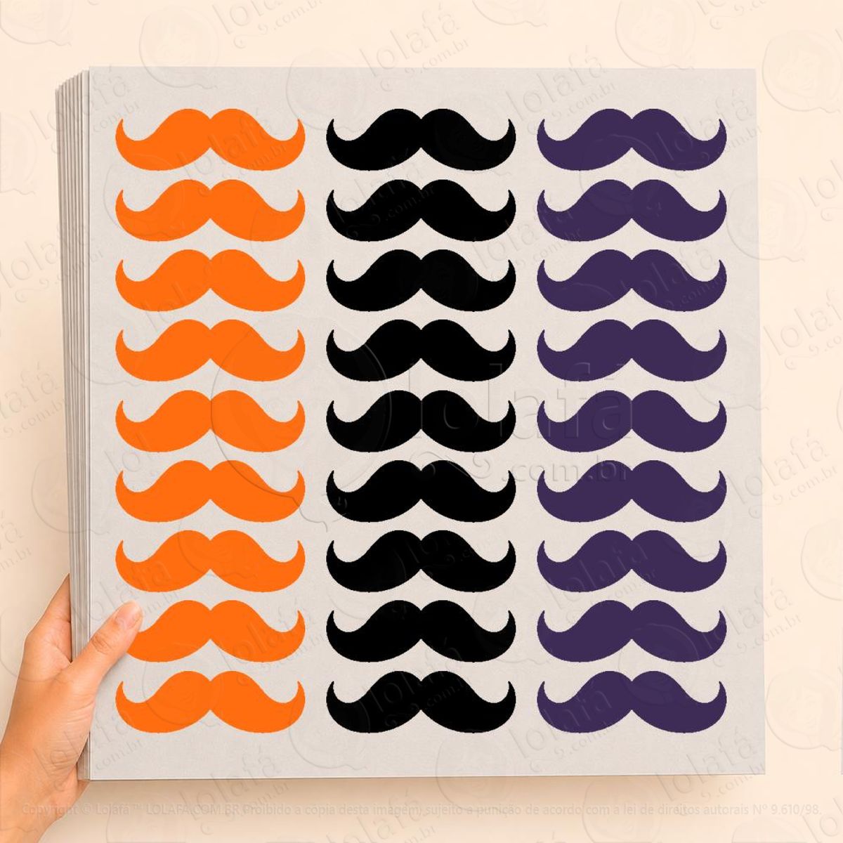 Cartela de Bigodes Adesivos Para Vitrine Halloween Mod:11
