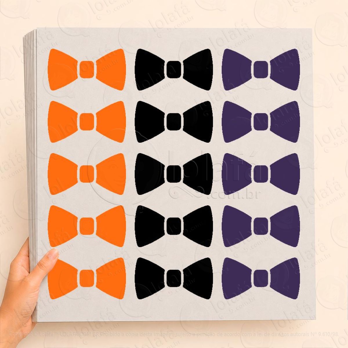 cartela de gravatas borboleta adesivos para vitrine halloween mod:27