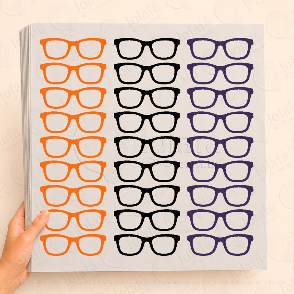 cartela de Óculos de grau adesivos para vitrine halloween mod:36