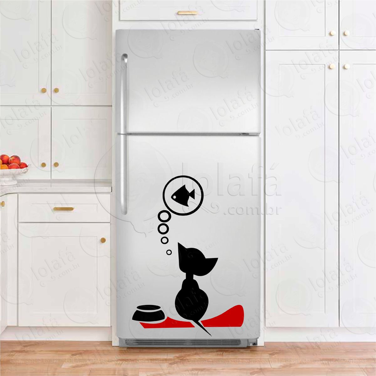 gato e peixe adesivos de geladeiras mod:46