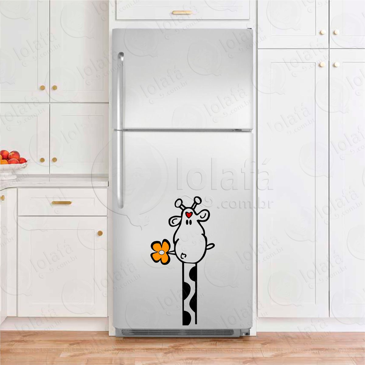 girafa com flor adesivos geladeira mod:48
