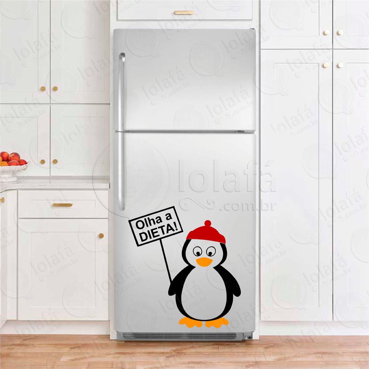 pinguim, olha a dieta! adesivos para geladeira mod:120